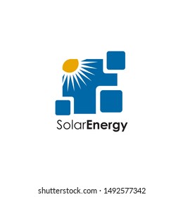 Solar energy logo design vector illustration template