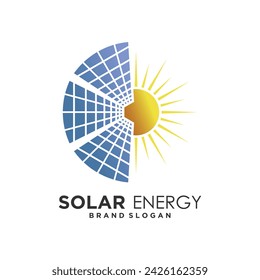Diseño del logotipo de la energía solar con el concepto premium del vector