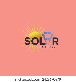 Solar energy logo design with vector premium concept