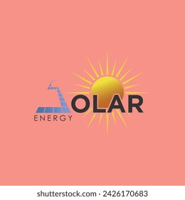 Solar energy logo design with vector premium concept
