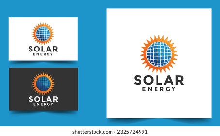 Diseños del logotipo de energía solar vectorial, plantilla del logotipo de energía solar