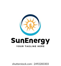 Solar Energy logo designs vector, Sun power logo