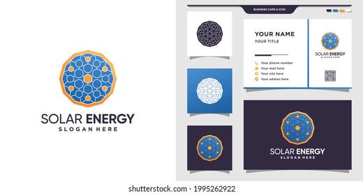 Solar energy logo with dot style and modern concept and business card design Premium Vector