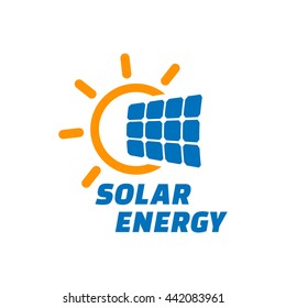 Solar energy logo or icon. Vector solar panel sign.