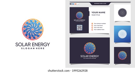Solar energy logo with modern concept and business card design Premium Vector