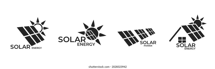 solar energy logo set. sustainable, renewable and alternative energy symbols. isolated vector images