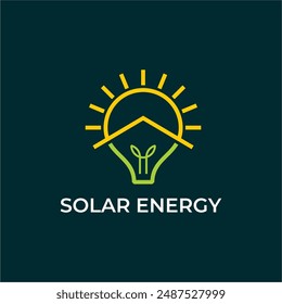 Logo de la energía solar. Adecuado para la industria de energía verde