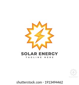 Solar Energy Logo Sun Lightning Concept Stock Vector (royalty Free 