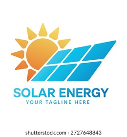 Logotipo de energía solar con el icono de los Elementos de diseño del sol y del panel solar