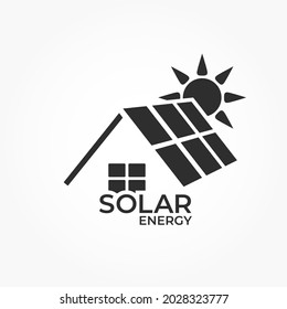solar energy logo. sustainable, renewable and alternative energy symbol. solar panels on the roof image