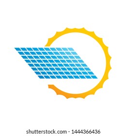 Solar energy logo template, vector clean energy icon design