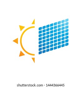 Solar energy logo template, vector clean energy icon design