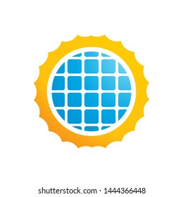 Solar energy logo template, vector clean energy icon design