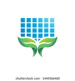 Solar energy logo template, vector clean energy icon design