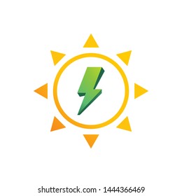 Solar energy logo template, vector clean energy icon design