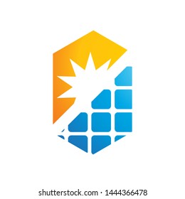 Solar energy logo template, vector clean energy icon design
