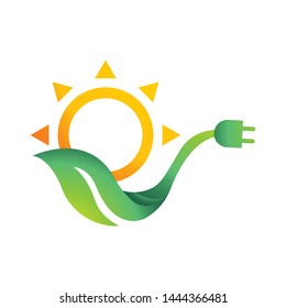 Solar energy logo template, vector clean energy icon design