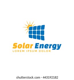 Solar energy logo template. Vector solar panel sign.