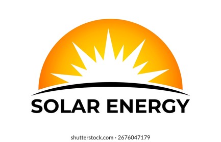 Dibujo de la mano del Vector del logotipo de la energía solar aislado en círculo
