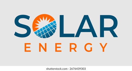 Desenho de mão de vetor de logotipo de energia solar isolado em círculo