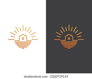 Ilustración del icono del logotipo de energía solar Icono de ilustración Sol y plantilla de diseño del hogar