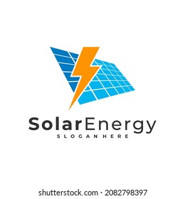 Plantilla vectorial del logotipo de energía solar, conceptos de diseño del logotipo de energía del panel solar creativo