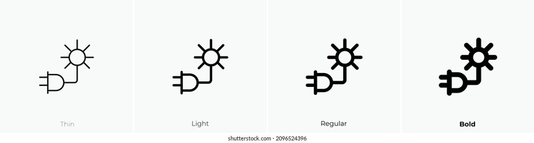 solar energy one icon. Thin, Light Regular And Bold style design isolated on white background