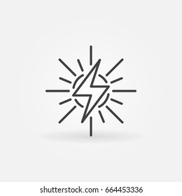 Solar energy outline icon - vector minimal sun concept sign