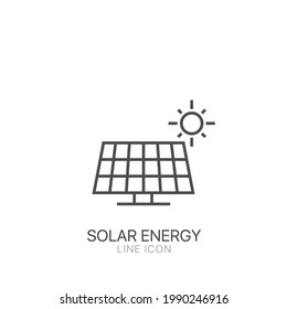 Solar energy outline simple vector icon. Editable stroke