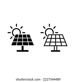 Solar energy outline simple vector icon  in flat style , Solar panel icon outline style . Vector illustration