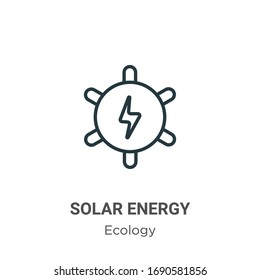 Solar energy outline vector icon. Thin line black solar energy icon, flat vector simple element illustration from editable ecology concept isolated stroke on white background