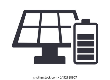 Solar energy panel is charging a battery icon vector illustration