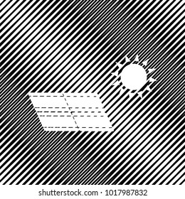 Solar energy panel. Eco trend concept sign. Vector. Icon. Hole in moire background.