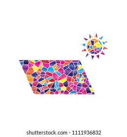 Solar energy panel. Eco trend concept sign. Vector. Stained glass icon on white background. Colorful polygons. Isolated.