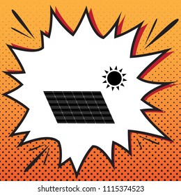 Solar energy panel. Eco trend concept sign. Vector. Comics style icon on pop-art background.