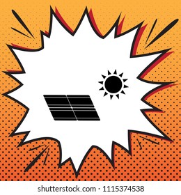 Solar energy panel. Eco trend concept sign. Vector. Comics style icon on pop-art background.