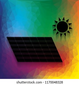 Solar energy panel. Eco trend concept sign. Vector. Flat style black icon on white.