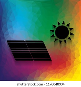 Solar energy panel. Eco trend concept sign. Vector. Flat style black icon on white.