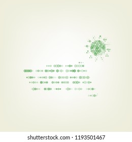 Solar energy panel. Eco trend concept sign. Vector. Green hexagon rastered icon and noised opacity and size at light green background with central light.