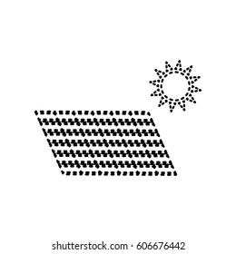 Solar energy panel. Eco trend concept sign. Vector. Black dashed icon on white background. Isolated.