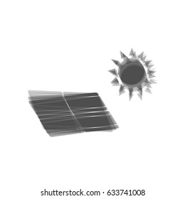 Solar energy panel. Eco trend concept sign. Vector. Gray icon shaked at white background.