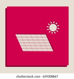 Solar energy panel. Eco trend concept sign. Vector. Grayscale version of Popart-style icon.