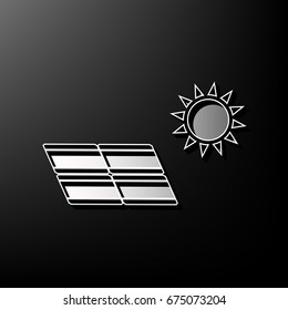Solar energy panel. Eco trend concept sign. Vector. Gray 3d printed icon on black background.
