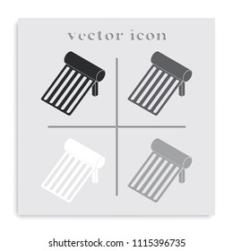 Solar energy panel flat black and white vector icon.