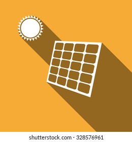 Solar energy panel flat icon with long shadow. Vector Illustration