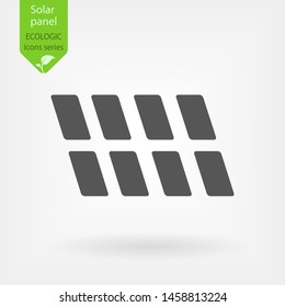 Solar energy panel. Flat web icon or sign isolated on grey background. Simplified sign for web design or logo.