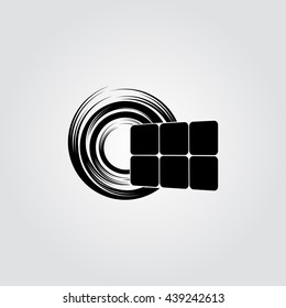 Solar energy panel. Flat web icon or sign isolated on grey background. Vector illustration, logo, symbol.