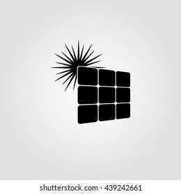 Solar energy panel. Flat web icon or sign isolated on grey background. Vector illustration, logo, symbol.