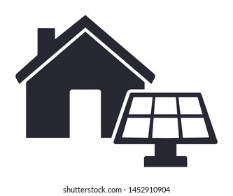 Solar energy panel in front of a house vector illustration icon