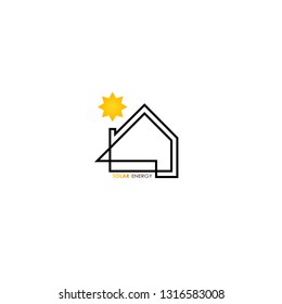 solar energy panel green house logo   renewable  alternative electricity source concept  white background flat vector illustration